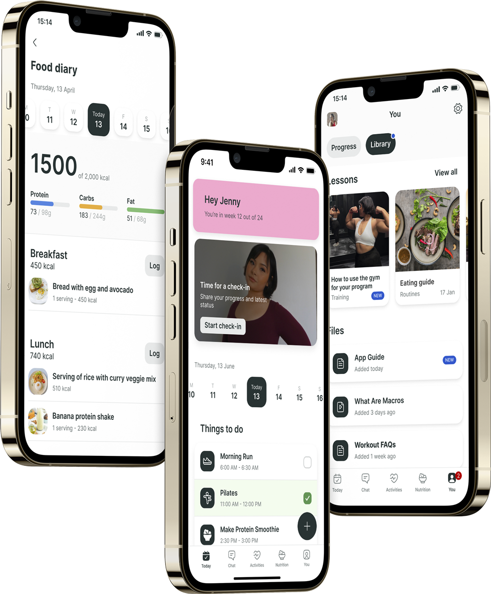 A mockup of the coaching app showcasing the features.